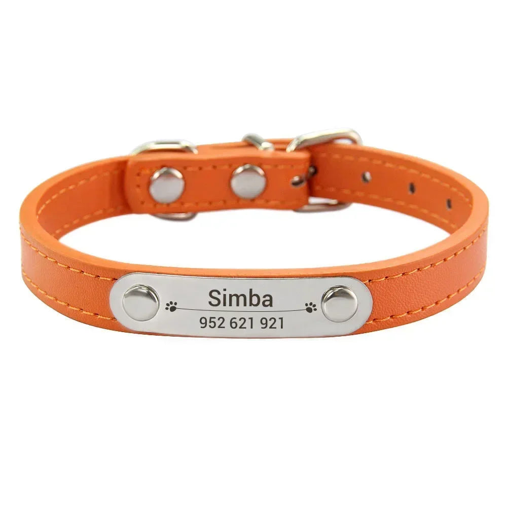 Personalized Dog Collar - Engraved ID Leather Collar
