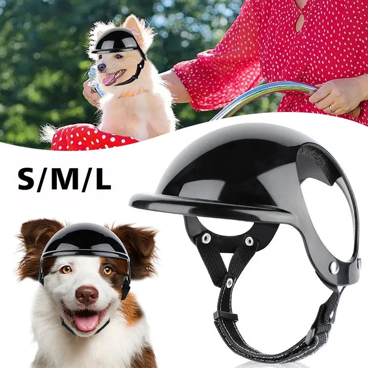 Cool Black Pet Dog Bicycle Safety Hat Adjustable Straps Helmets - Pets - THRIXINE