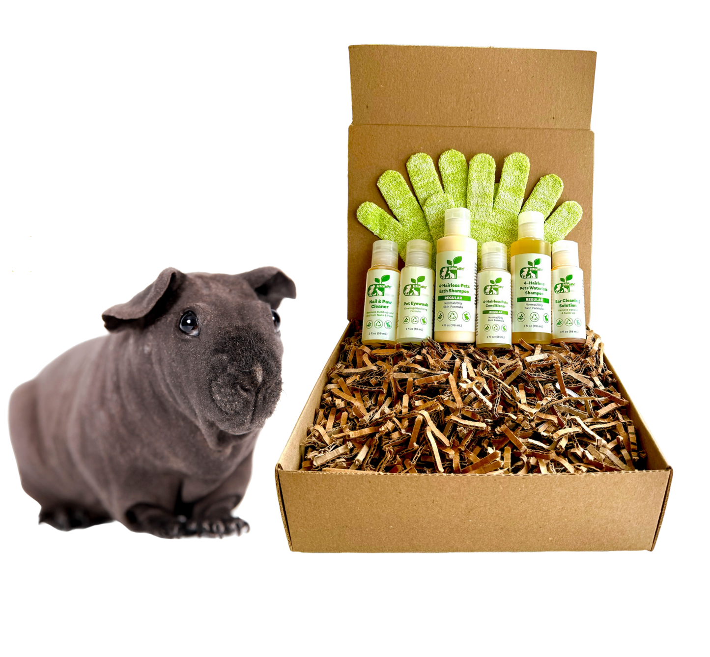 4 - HAIRLESS PETS *SKINNYPIG SENSITIVE KIT - 4 Nudie Pets - ReNewedPet