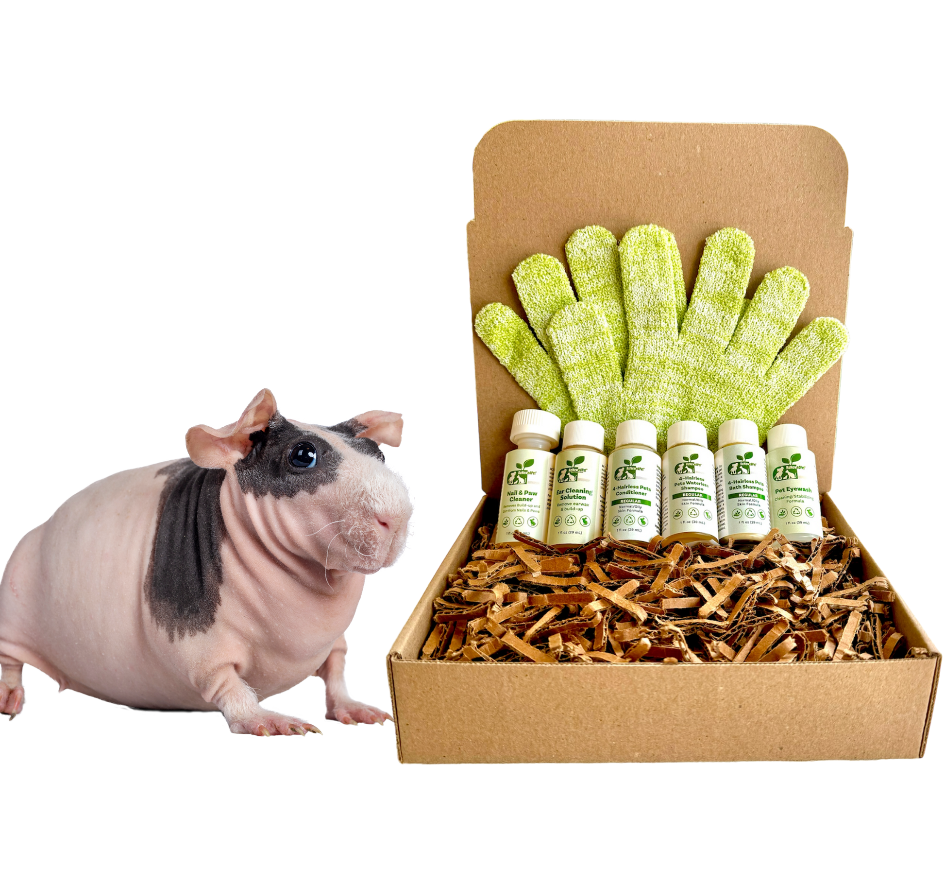 4 - HAIRLESS PETS *SKINNYPIG REGULAR KIT - 4 Nudie Pets - ReNewedPet - SAMPLE SIZE ($6.66/oz.) - 4HSKINNYREGSAMPLEKIT