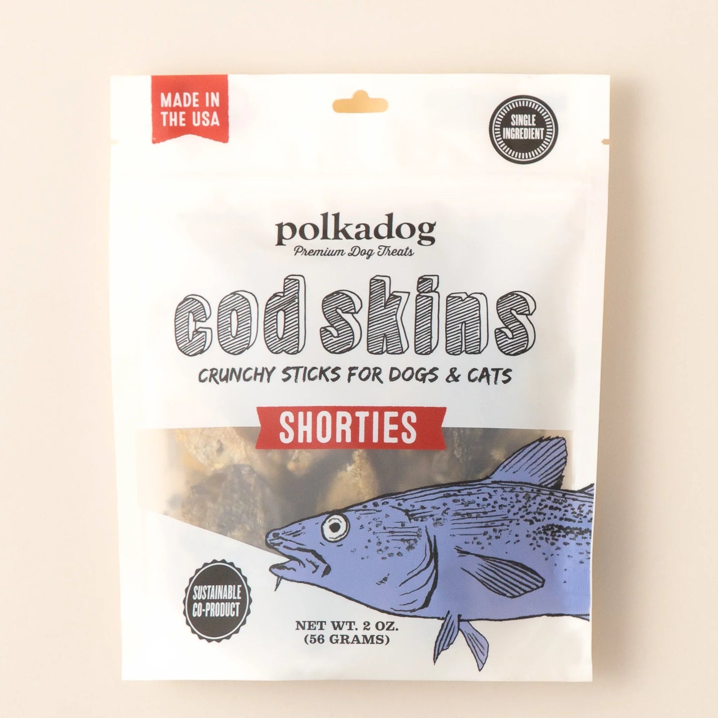 Polkadog Cod Skin Jerky Shorties (2oz) - Dog Treats - The Family Pet