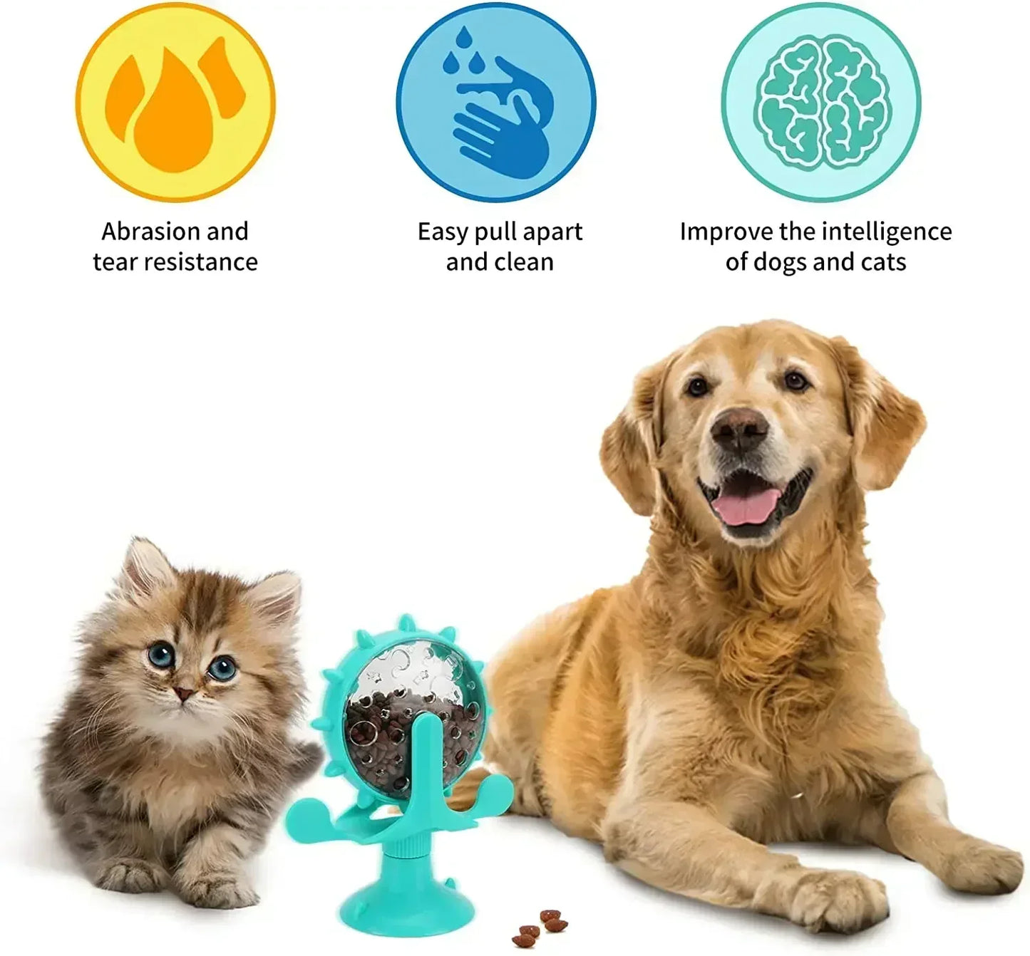 Rotating Windmill Cat Toy - Interactive Treat Dispenser Training Ball