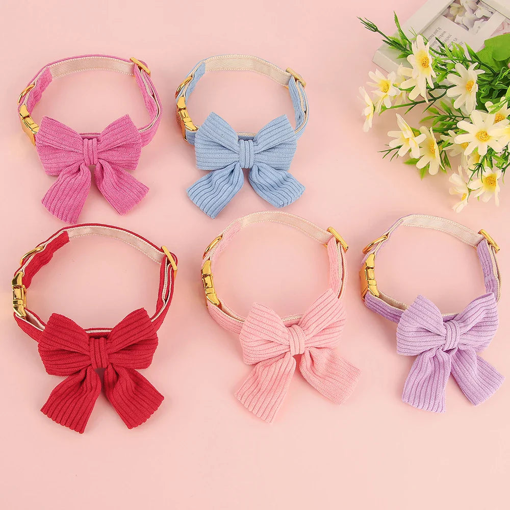 Personalized Dog Collar with Bow - Custom Engraved Cuteness