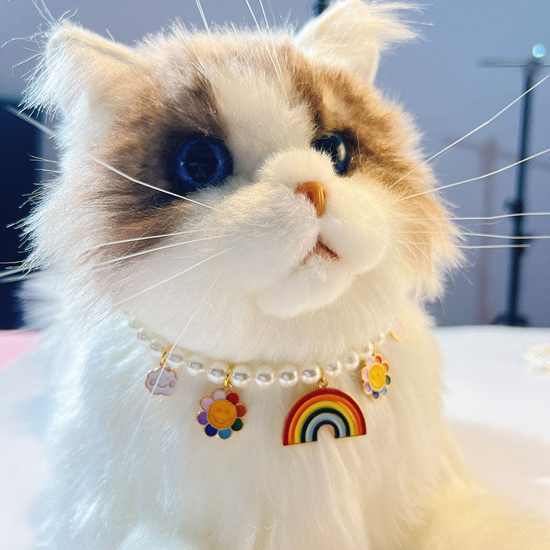 Rainbow Charms Faux Pearls Pet Necklace