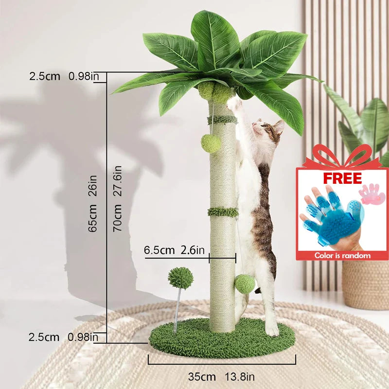 Tall Premium Scratching Post - Cat Furniture - Tail chasers - Dark Green - H 65cm - 14:175#Dark Green;5:361385#H 65cm