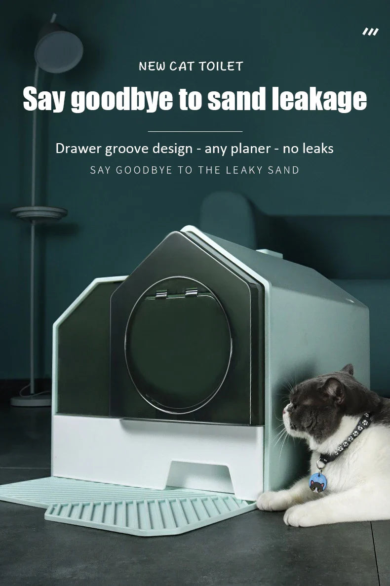 Extra Large Enclosed Cat Litter Box - Anti-Splash Odor Control with Drawer