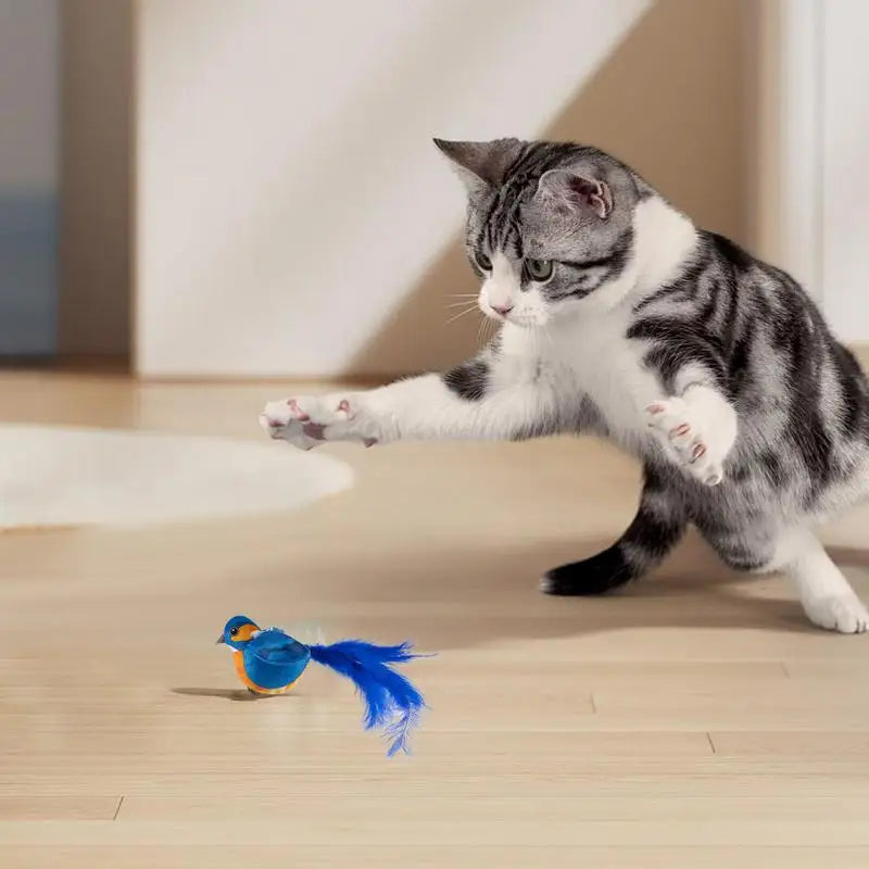 Flapping Bird Cat Toy Chirping Realistic Interactive Flying ๐ฑ
