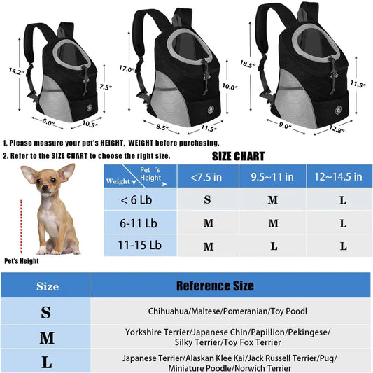 Dog Shoulder Carrier Backpacks Comfortable Front Backpack Carrier for Biking Hiking Camping - Pet carrier - THRIXINE