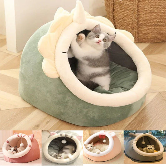 Deep Sleep Cat Bed - Warm Pet Basket Cozy House Kitten Lounger Cave