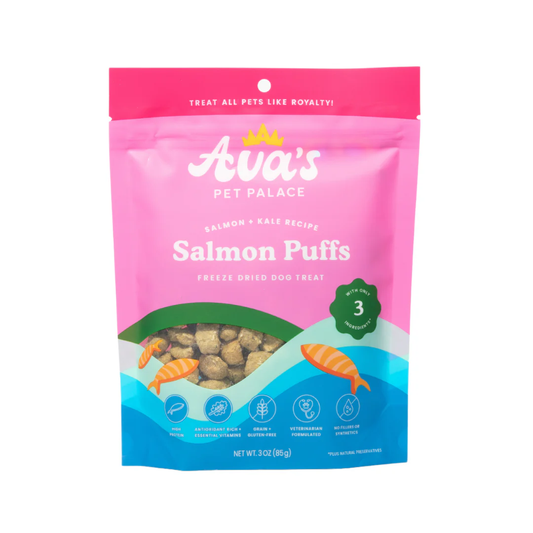 Ava's Pet Palace Freeze Dried Dog Treats - Salmon Puffs (3 oz) - Purrfect Pet Kingdom