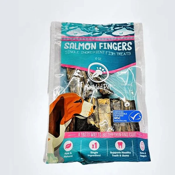 Tickled Pet Salmon Skin Fingers Dog Treats (6oz) - dehydrated dog treats - The Family Pet