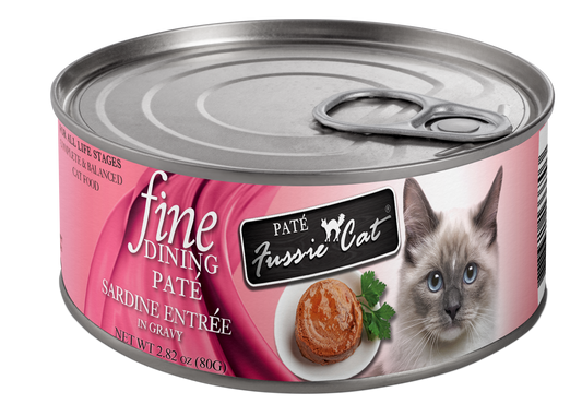Fussie Cat Fine Dining - Pate - Sardine Entree in gravy (2.82oz) - Wet Cat Food - The Family Pet