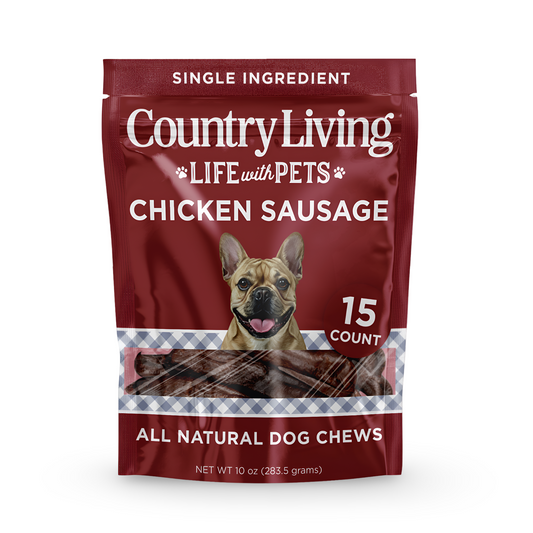 Country Living 4â-5â Beef Flavored Chicken Sausage Dog Treats â 15 Count Bag â Soft & Chewy, High-Protein Training & Reward Treats â Grain-Free, No Artificial Flavors or Preservatives - Purrfect Pet Kingdom