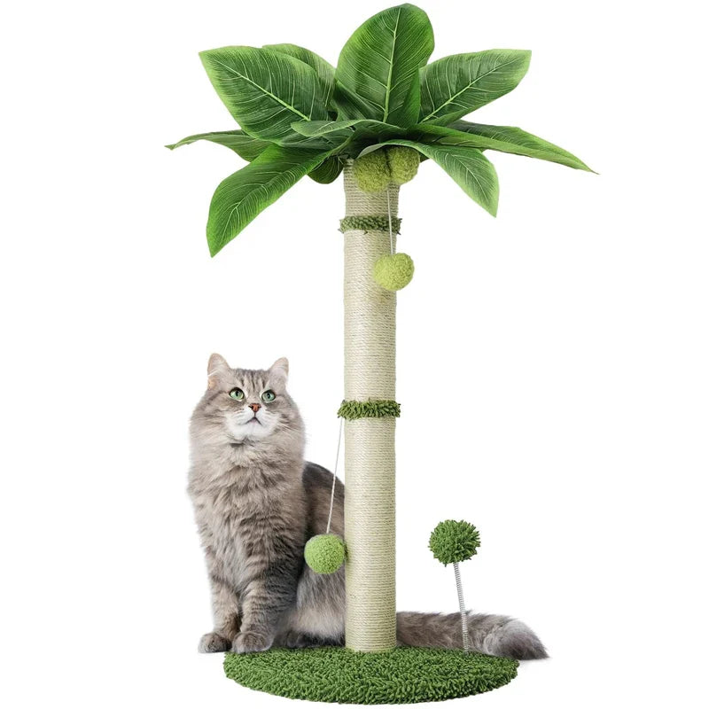 Tall Cat Scratching Post - 65cm Premium Sisal Tree with Interactive Toys