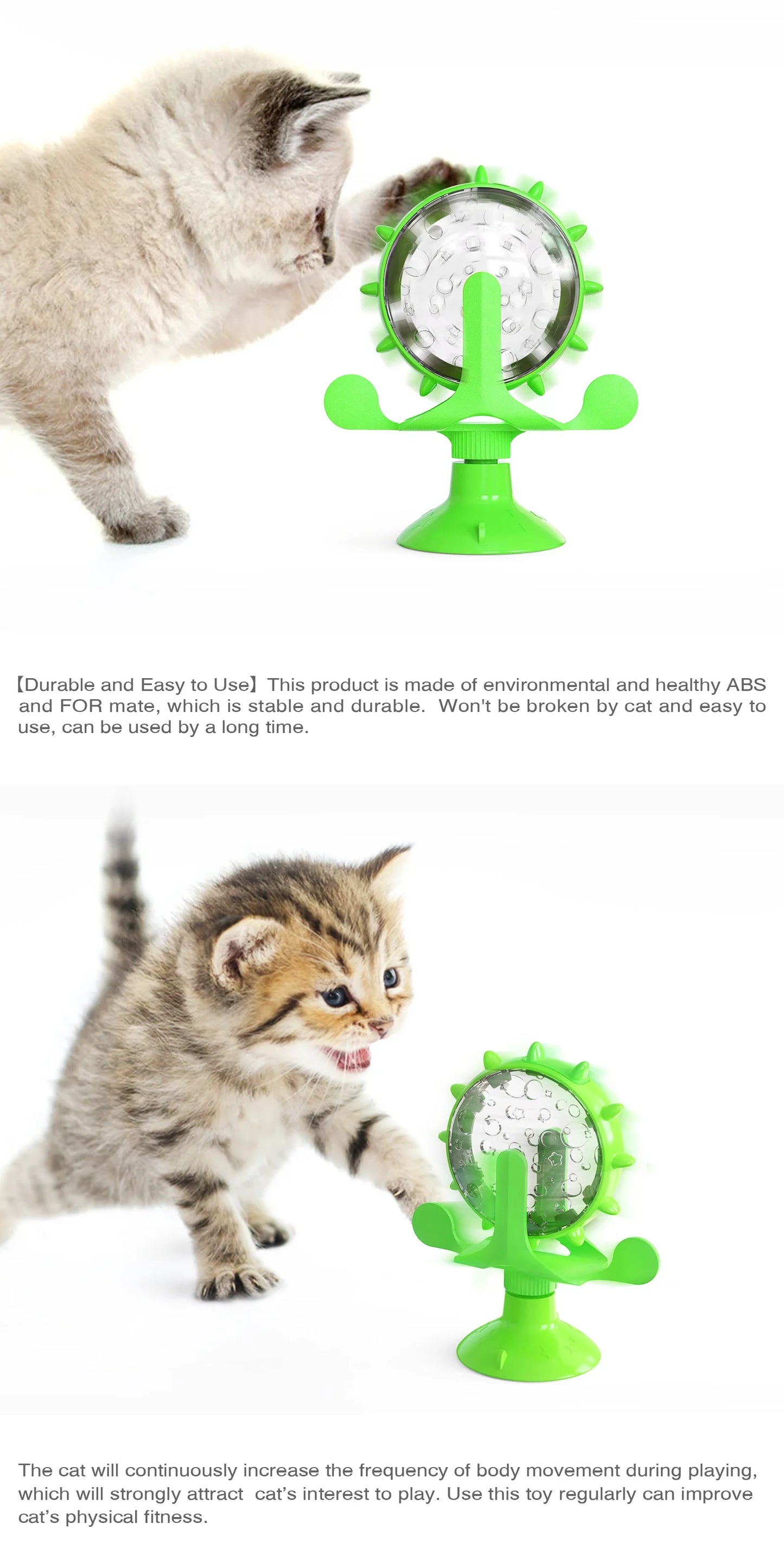 Ferris Wheel Suction Cup Toy - Slow Feeder with Bell for Small Dogs & Cats