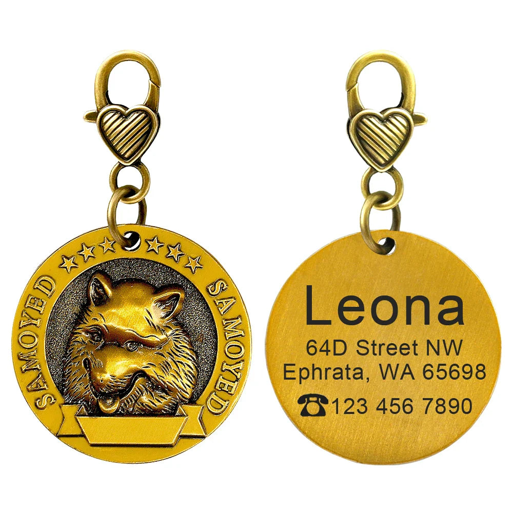 Personalized Dog ID Tag - Custom Engraved Nameplate for All Breeds