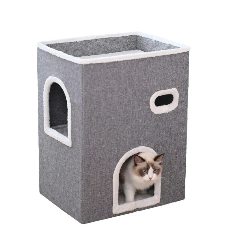 šæ Luxury Cat Tree Bed - Organic Bamboo Base with Orthopedic Comfort & Scratching Post