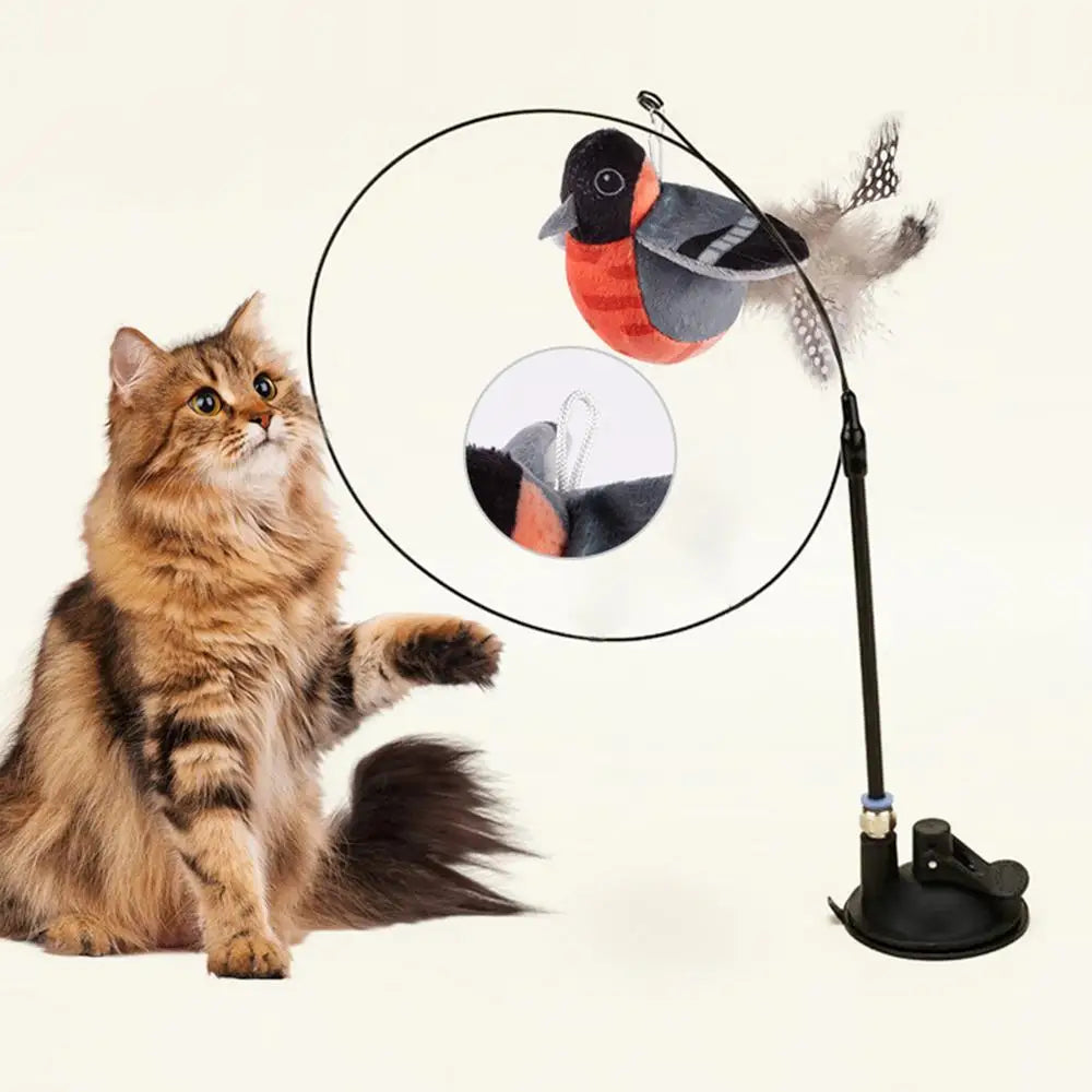 Flapping Bird Cat Toy Chirping Realistic Interactive Flying ๐ฑ