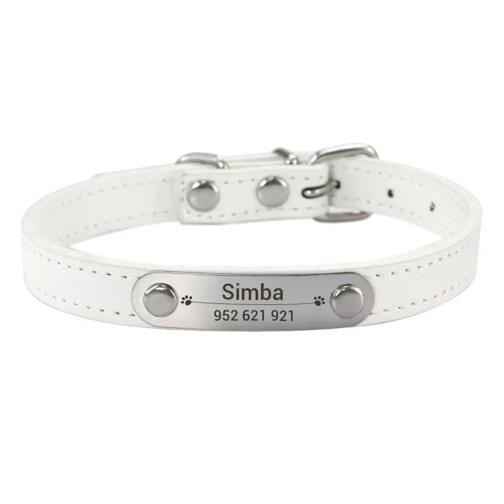 Personalized Dog Collar - Engraved ID Leather Collar