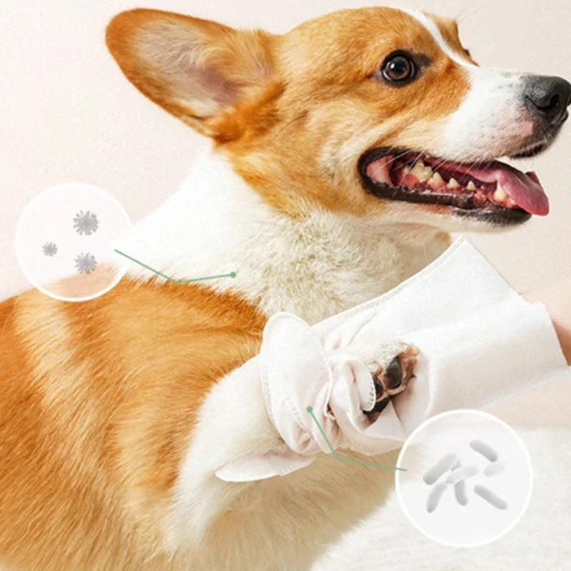 Pet Cleaning Wipes - 96 Count Gentle Disposable Glove Wipes (4 Packs)