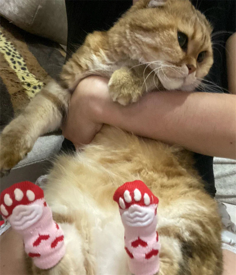 Pet Knit Sock Slippers - 4-Piece Non-Slip Indoor Boots for Small Dogs & Cats