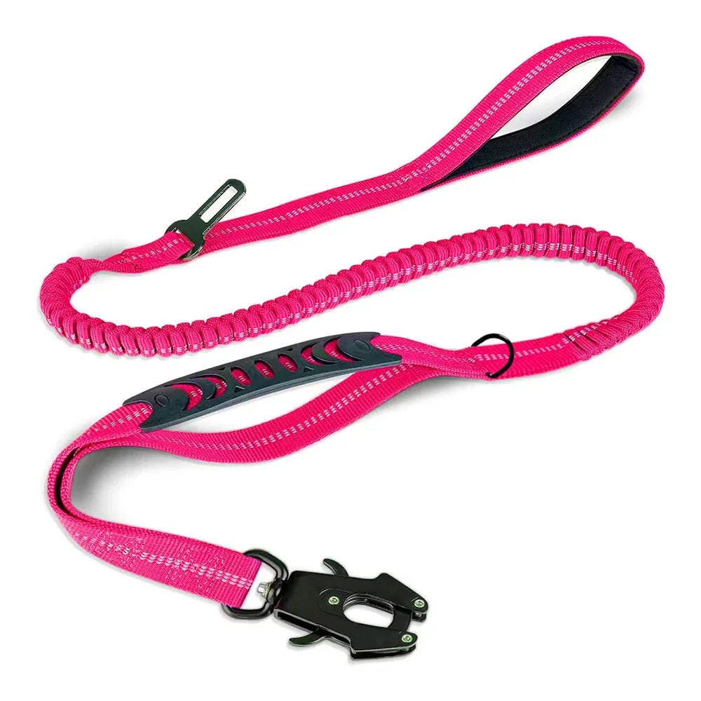 Heavy Duty Dog Leash for Large Dogs Shock Absorbing Bungee Tactical Dog Leash with 2 Padded Handle Strong No Pull Dog Leash