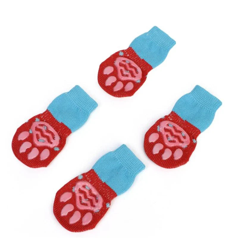 Pet Knit Sock Slippers - 4-Piece Non-Slip Indoor Boots for Small Dogs & Cats
