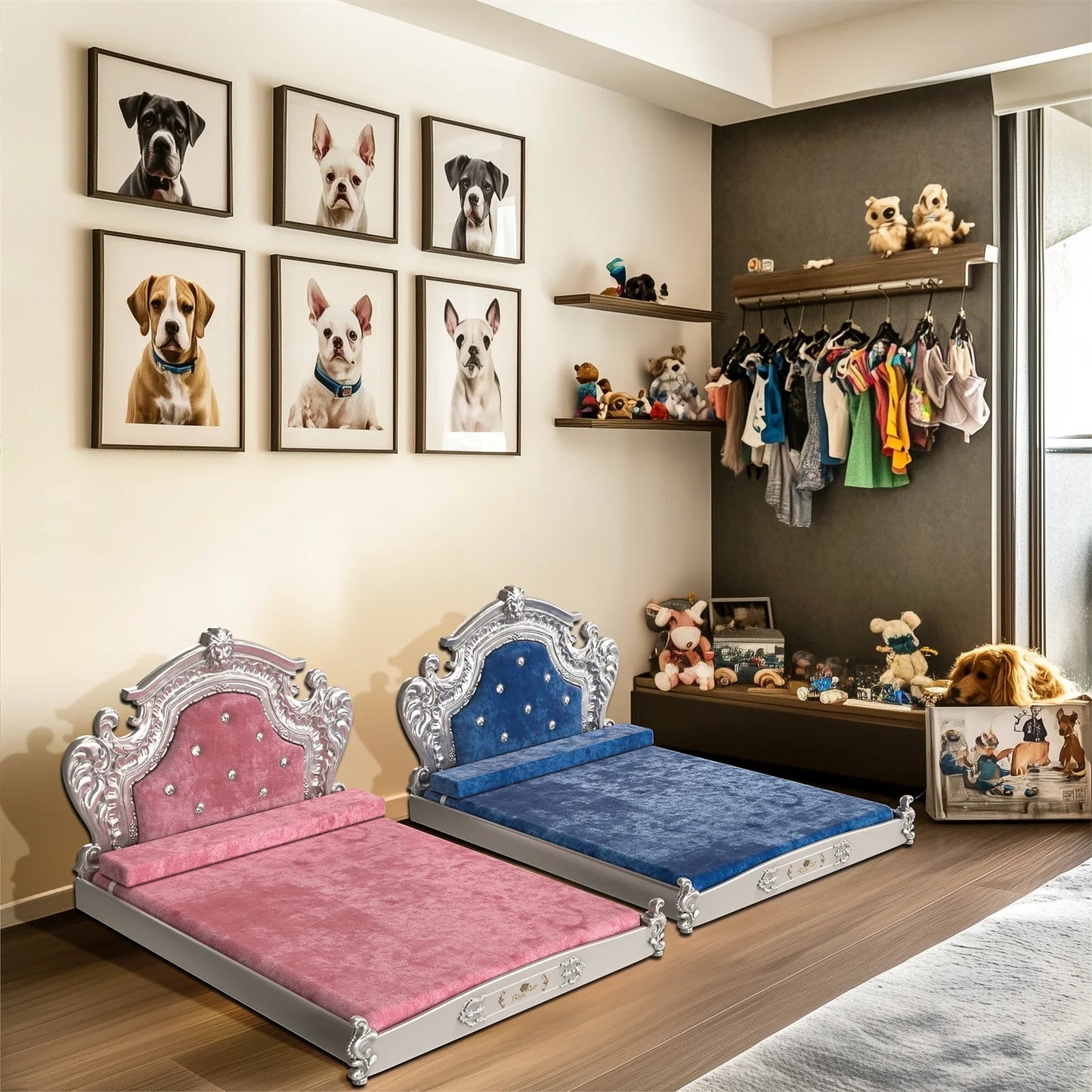 XXLarge Luxury Pet Bed - Headboard Design with Washable Dutch Velvet
