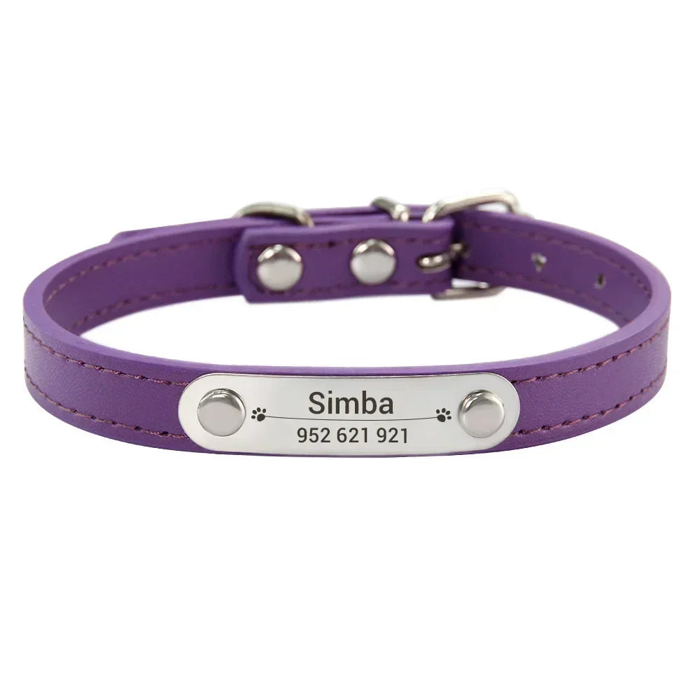 Personalized Dog Collar - Engraved ID Leather Collar