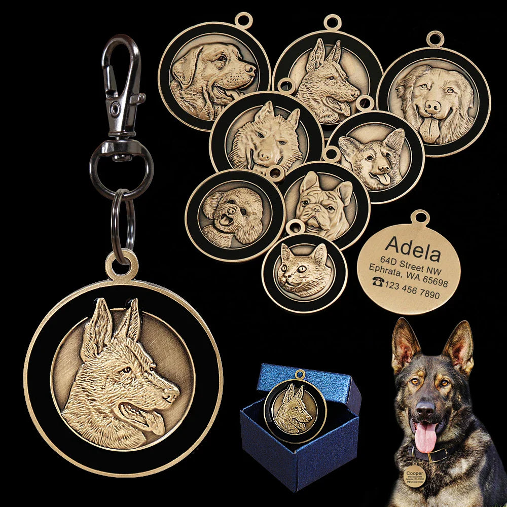 Personalized Dog ID Tag - Custom Engraved Nameplate for All Breeds
