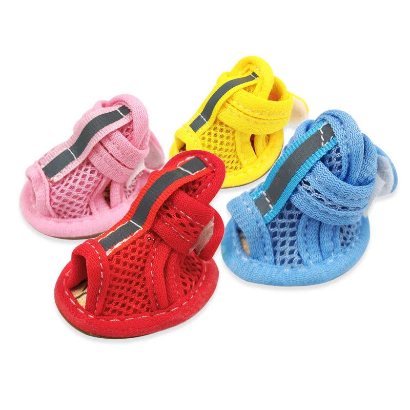 Summer Dog Shoes for Small Dogs - Breathable Reflective Outdoor Sandals