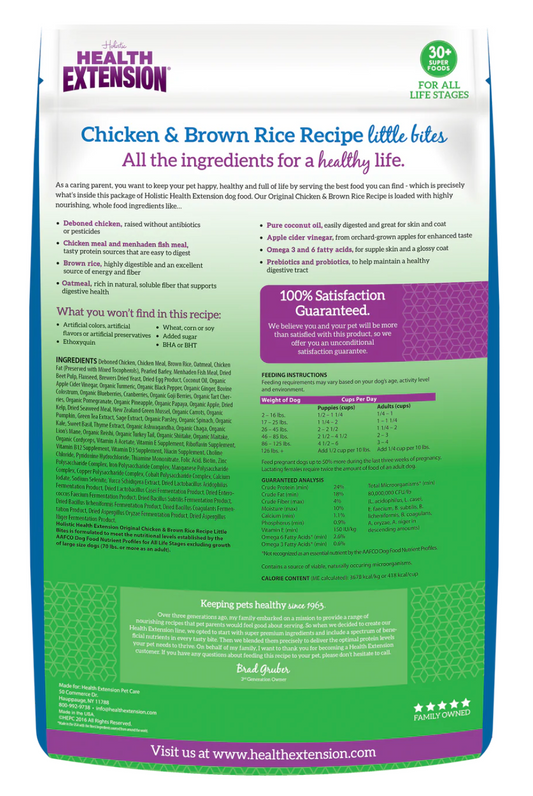 Health Extension All Life Stages Little Bites Original Chicken and Brown Rice Dog Food - Health Extension Dry Dog Food - The Family Pet