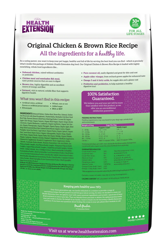 Health Extension All Life Stages Original Chicken and Brown Rice Dog Food - Dry Dog Food - The Family Pet