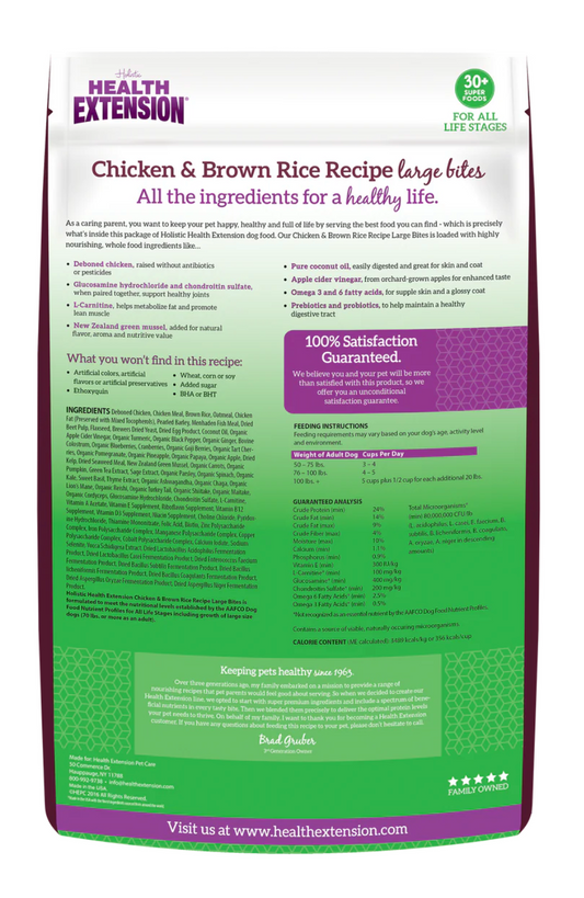 Health Extension All Life Stages Large Bites Chicken and Brown Rice Dog Food (30lb)
