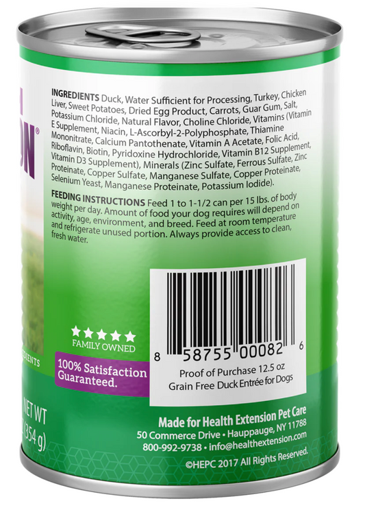 Health Extension All Life Stages Grain Free Duck Entree Wet Dog Food (12.5oz) - Wet Dog Food - The Family Pet