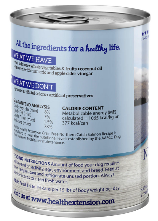 Health Extension Grain Free Nothern Catch Salmon Recipe Dog Can Food (12.5oz) - Wet Dog Food - The Family Pet