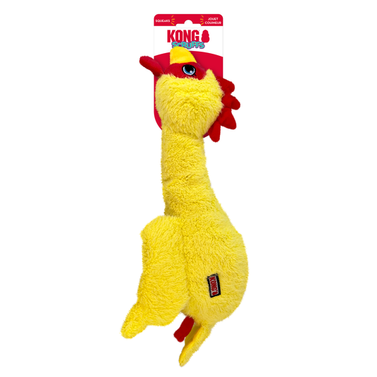 KONG Scruffs Chicken Medium Large Plush Dog Toy Durable Play - detail view