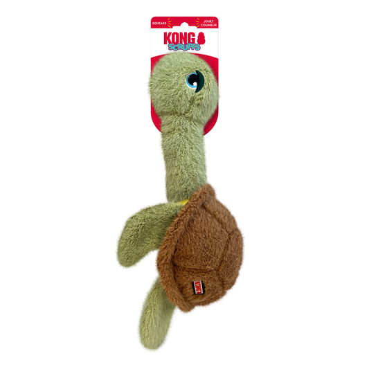 KONG Scruffs Turtle Medium Large Plush Dog Toy Durable Play - detail view