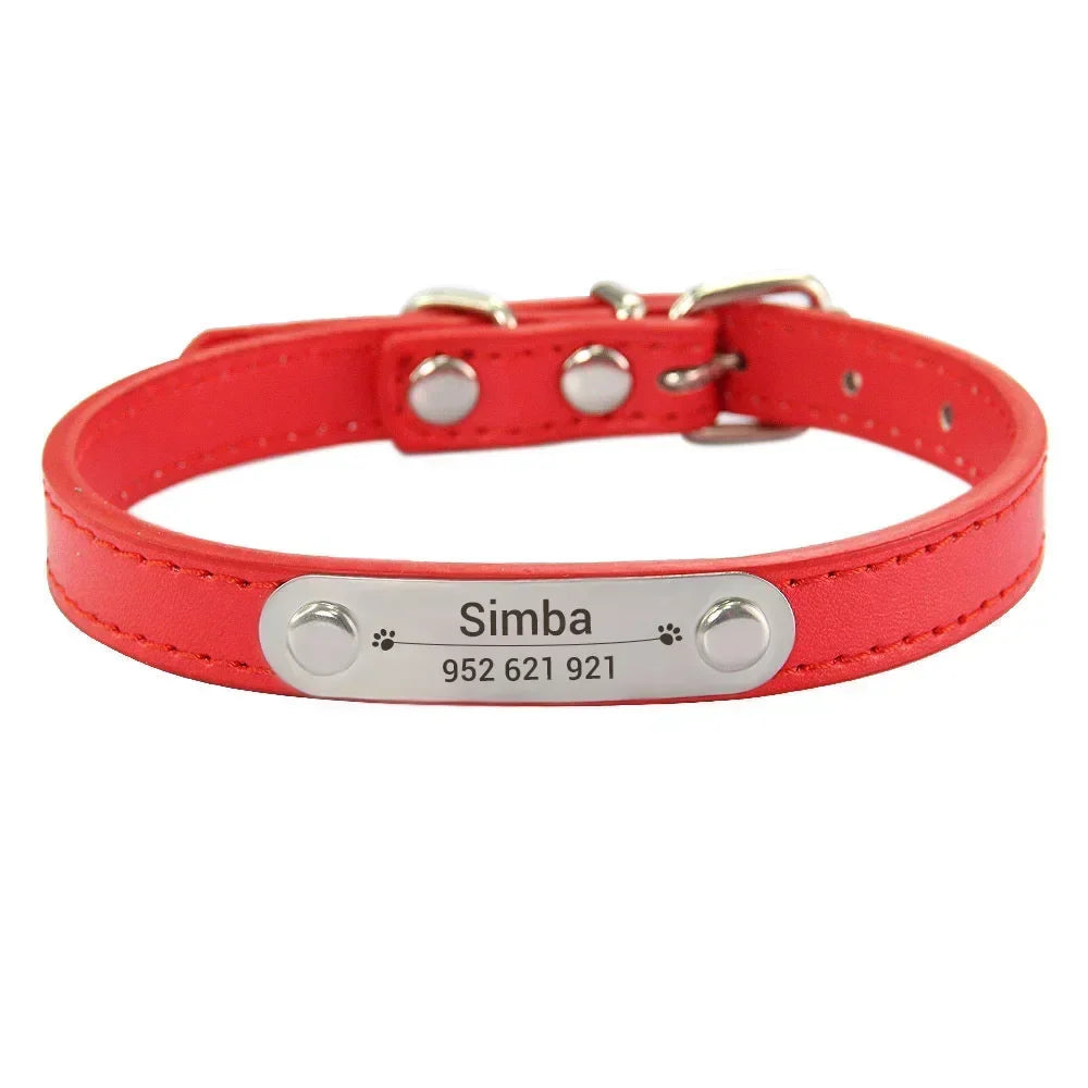 Personalized Dog Collar - Engraved ID Leather Collar