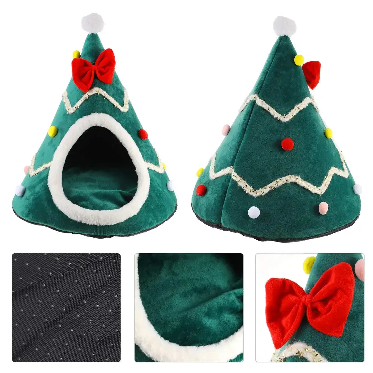 Christmas Cozy Cat House - Winter Warm Basket for Small Dogs Puppy Mat