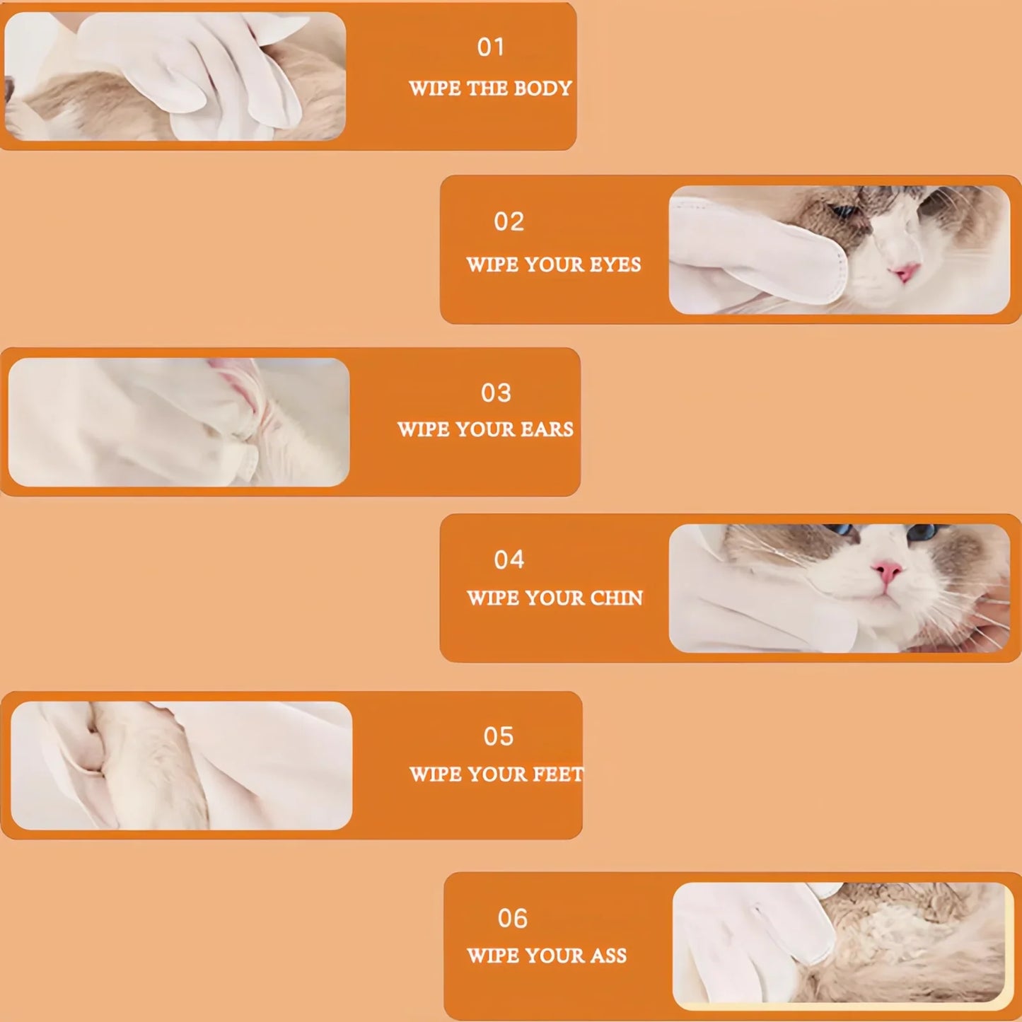 Pet Cleaning Wipes - 96 Count Gentle Disposable Glove Wipes (4 Packs)