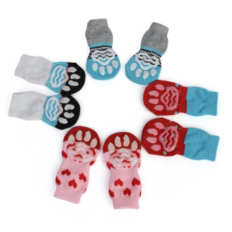 Pet Knit Sock Slippers - 4-Piece Non-Slip Indoor Boots for Small Dogs & Cats