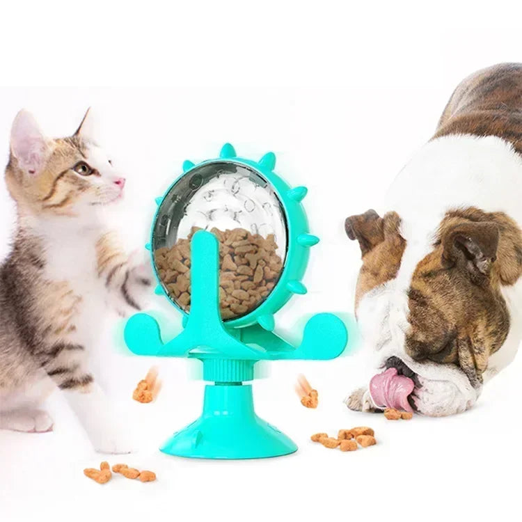 Rotating Windmill Cat Toy - Interactive Treat Dispenser Training Ball