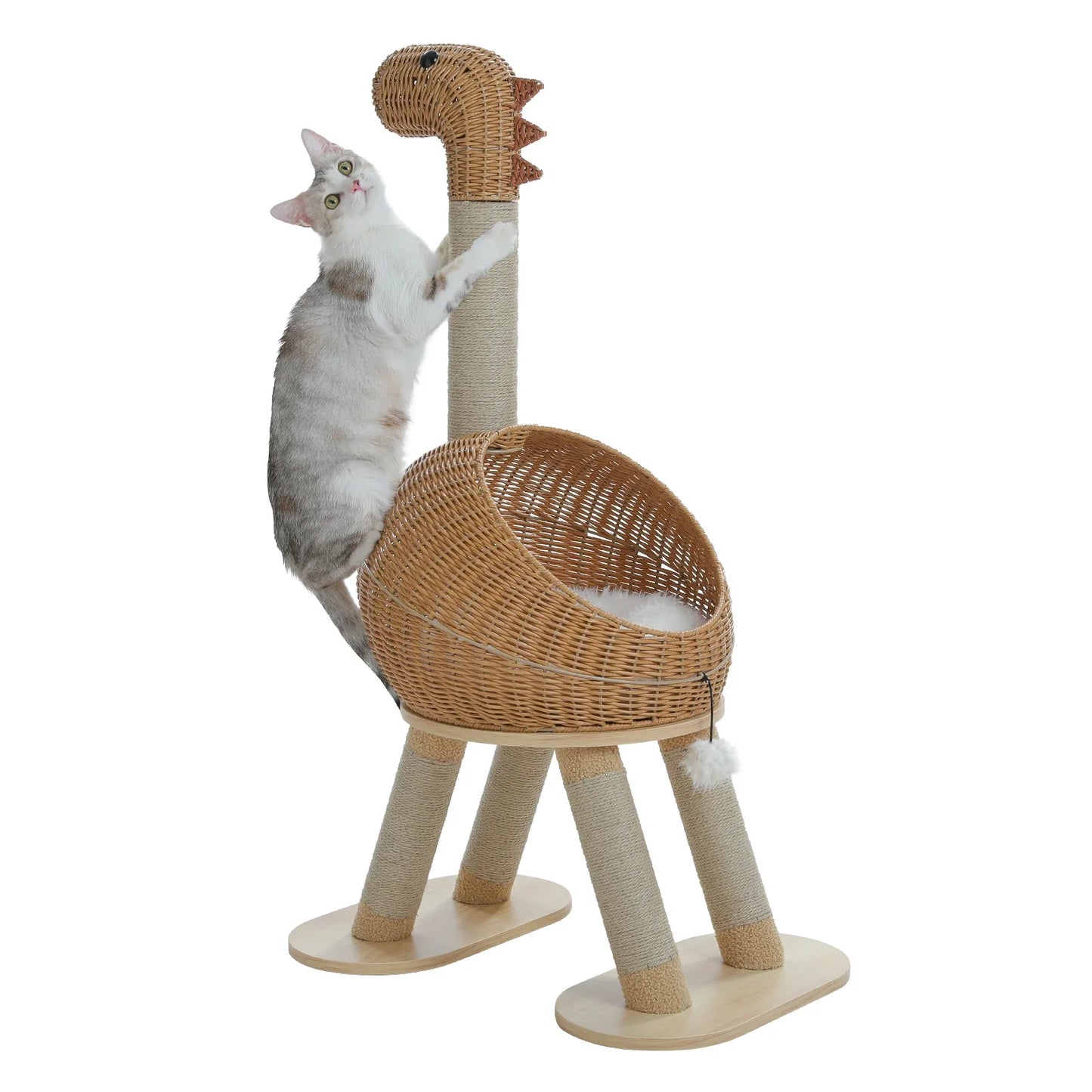 Dinosaur Cat Tree Tower - 116cm Multi-Level Scratching Post with Fun Design
