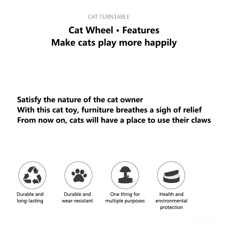 Interactive Cat Scratching Board - Wood Carousel Puzzle & Claw Care Station