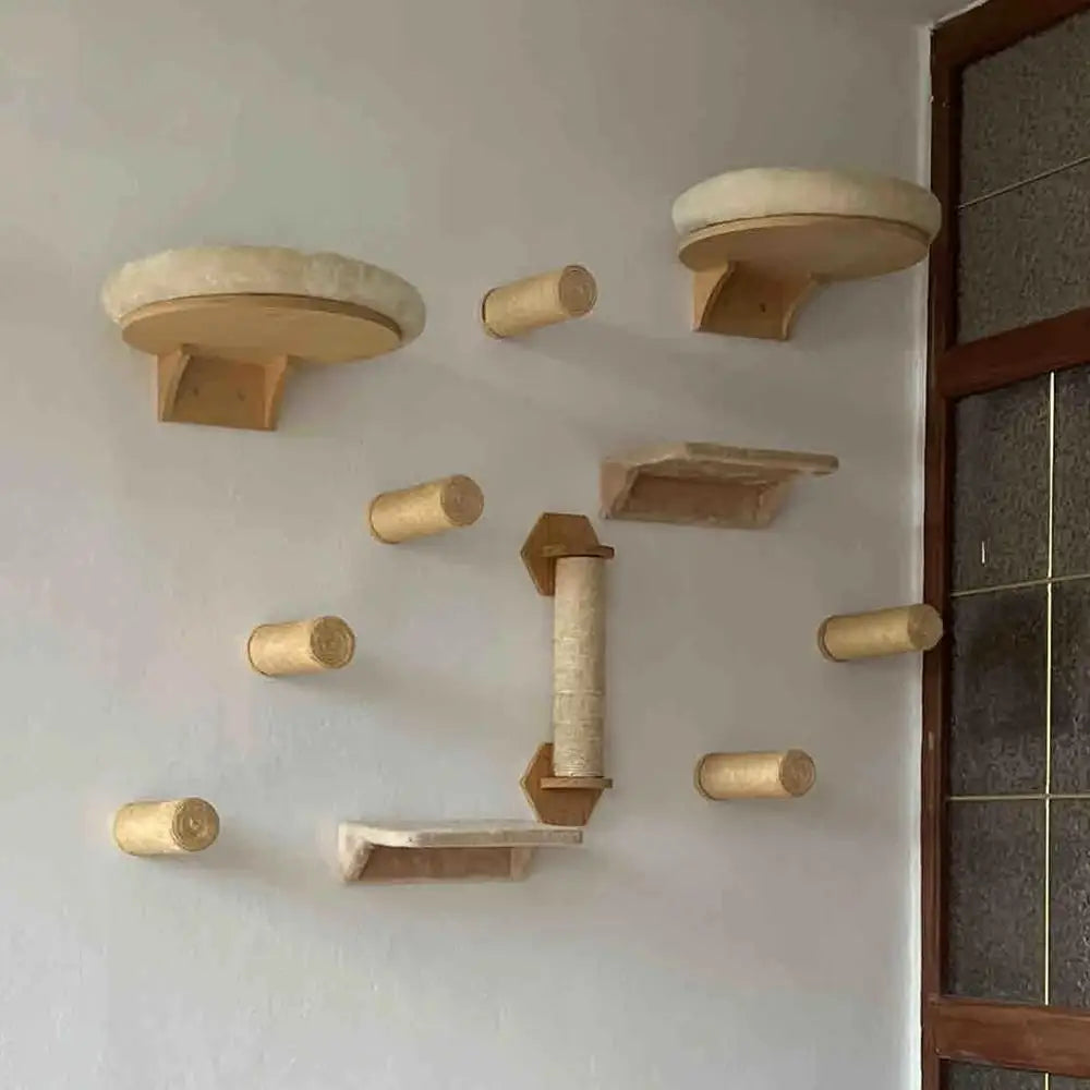 Wall Mounted Cat Tree Shelves Hammock Ladder Space Saving ✅