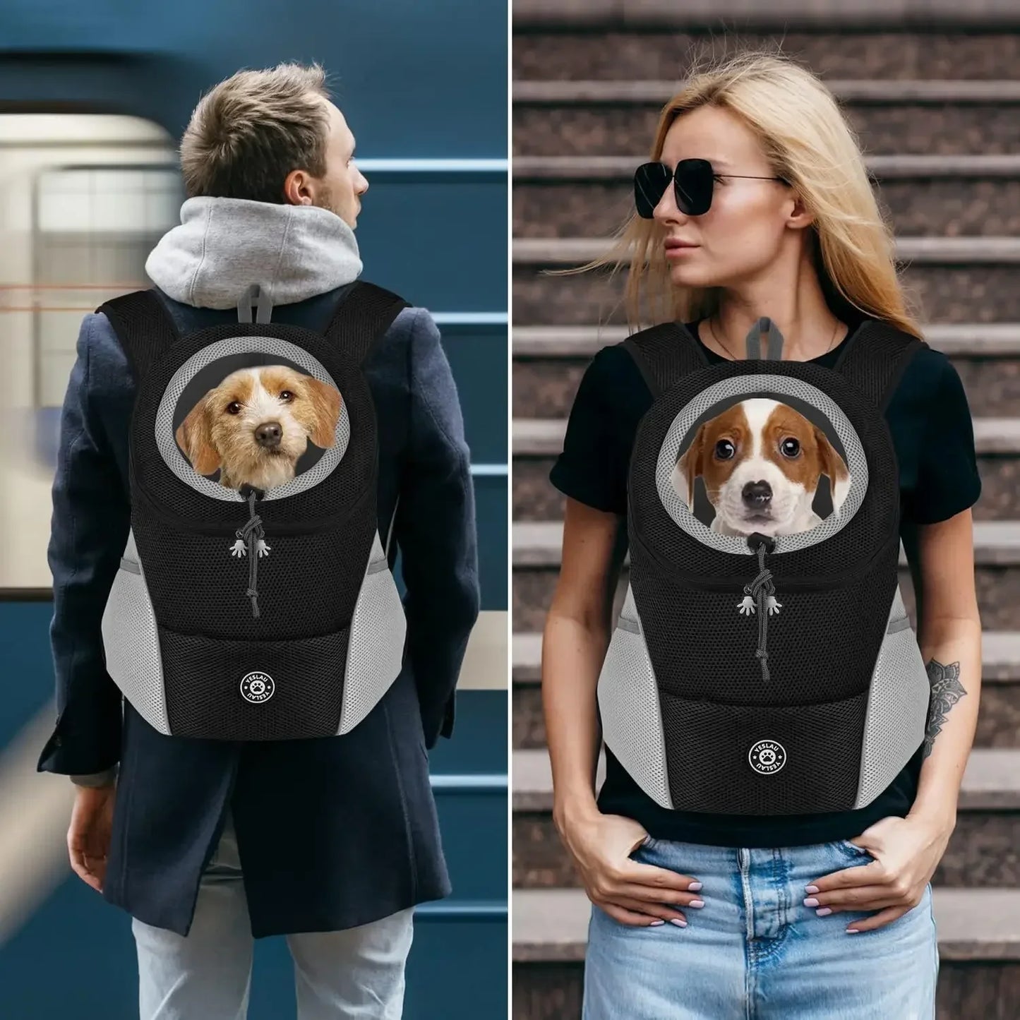 Dog Shoulder Carrier Backpacks Comfortable Front Backpack Carrier for Biking Hiking Camping - Pet carrier - THRIXINE