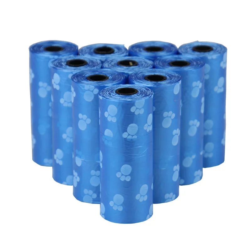 Pet Poop Bags Disposable Dog Perros Waste Bag Bulk Poop 5 Roll(75Pcs) Bags with Paw Prints Clean Pick Up Tools Pet Items - Purrfect Pet Kingdom
