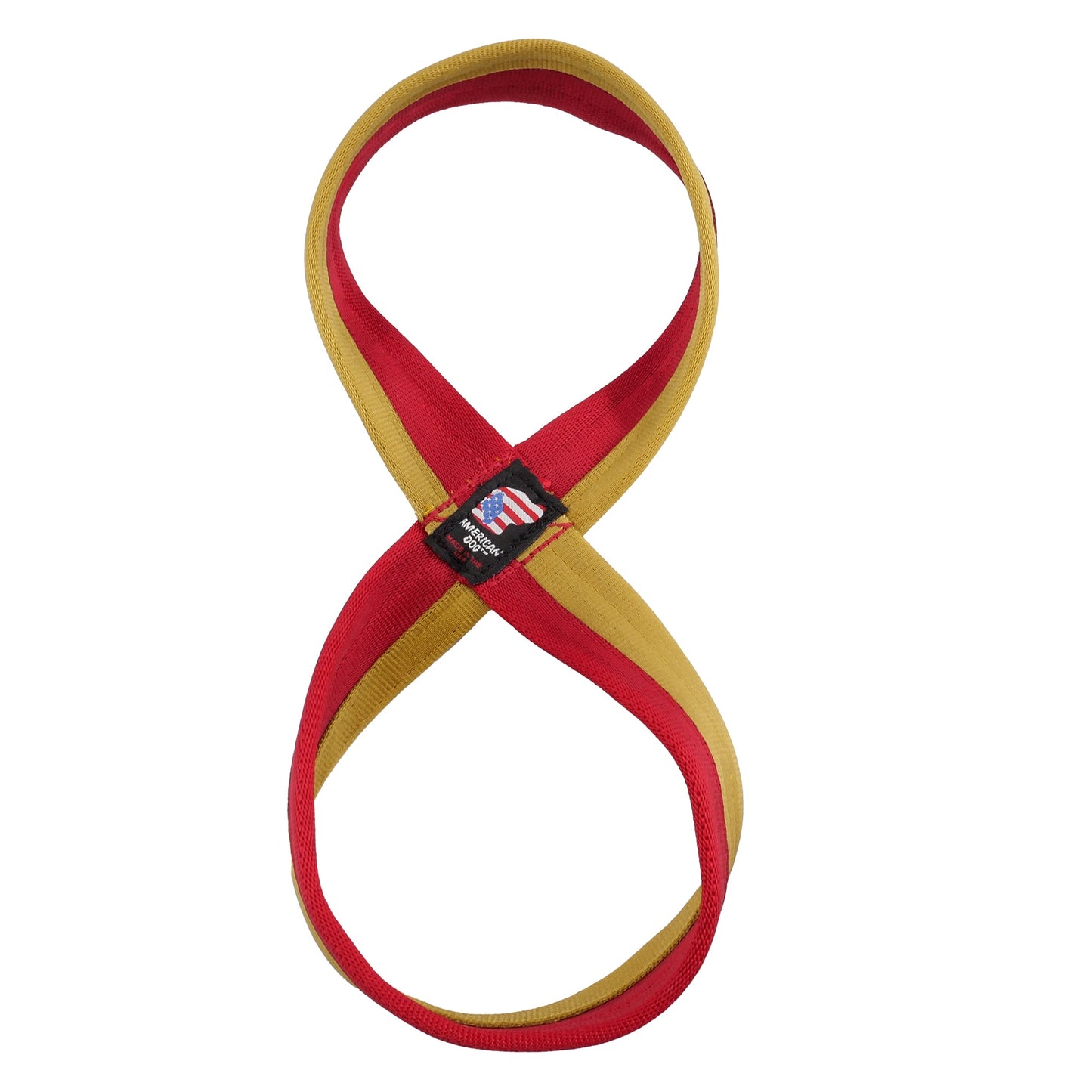 Seatbelt 2 - Tone Figure 8 Tug - Dog Toys - American Dog - Red/Gold - sku - 44448422658307
