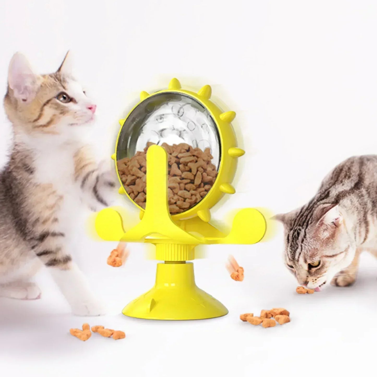 Rotating Windmill Cat Toy - Interactive Treat Dispenser Training Ball